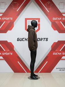 Sweat à capuche surdimensionné pour homme en tissu polaire doux, couleur marron uni, effet délavé, avec poche kangourou. - Product Image 3