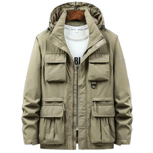 Veste à manches détachables personnalisée coupe-vent à capuche imperméable pour homme automne sport extérieur veste de travail multi-poches pour hommes - Product Image 3