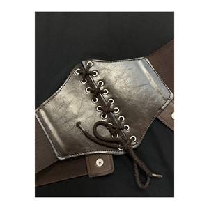 Cinturón de corsé elástico con detalle de cordones para mujer, cinturón para chaqueta, cinturón para vestido, cinturón para camisa - Marrón - Product Image 2