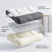 Oreiller ergonomique orthopédique pour le soutien du cou, positions de sommeil, soulagement des douleurs au cou et aux épaules, 100% fibre de bambou, oreiller de lit fonctionnel