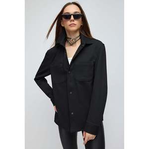 เสื้อแจ็คเก็ตโอเวอร์ไซส์สีดำมีกระเป๋า - Product Image 3