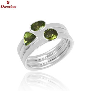 Anillo apilable de Plata de Ley 925 al por mayor, juego de diamantes de piedras preciosas de peridoto de corte natural, diseños de estilo clásico para fiestas de boda - Product Image 1