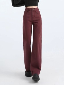 Nuevos Pantalones vaqueros de pierna recta informales de moda para mujer con cordón lavado Denim, versátiles - Product Image 5