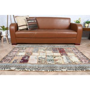 พรมตุรกีโบราณ ขนาด 3.4x5.3 ฟุต พรมลายพรางสีน้ำเงิน ทำจากขนสัตว์ - Product Image 3