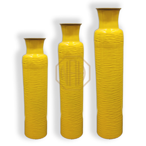 Jarrón Decorativo de Hierro Hecho a Mano para Flores, Estilo Costero, Metal Amarillo Repujado, Decoración India Tradicional Única - Product Image 6