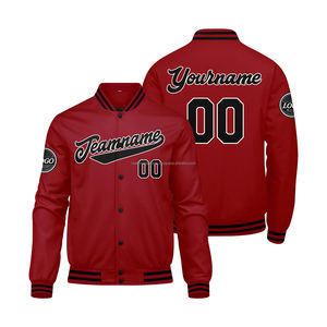 Chaqueta universitaria Letterman ajustada personalizada, Mangas de lana, cuerpo de lana, cuello levantado, decoración bordada, colocación frontal - Product Image 1