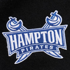 Hampton Pirates Bomber College Jacket Corps en laine universitaire personnalisé avec manches en cuir véritable Plus Size Tricoté pour l'hiver - Product Image 3