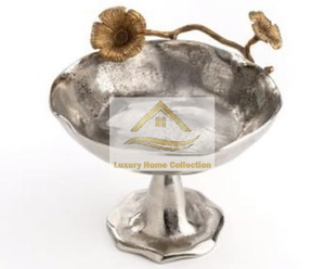New Customized Bowl Aluminum Cast Silver Color With <b>Tree</b> <b>Branch</b> Style Decorative Bowl Minimum MOQ Lowest Price for B2B and B2C - Product Image 1