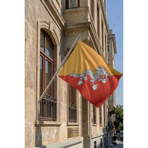 Ensemble de mât de drapeau télescopique du Bhoutan, à fixation murale, avec impression numérique, en polyester durable - Product Image 2