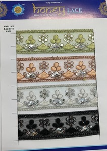 Vibrant and Detailed Colorful Floral Embroidered Lace <b>Fabric</b> With Intricate Patterns, Perfect for High-End Fashion - Product Image 2