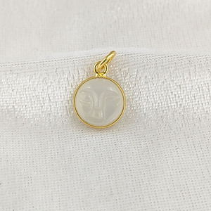 Colgante de cara de Luna Blanca tallada a mano collar de dijes de Luna redonda-Plata 925 - Product Image 2