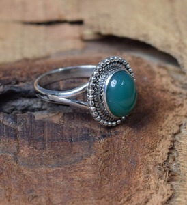 Anillo de Plata de Ley 925 Hecho a Mano, Estilo Boho, con Piedra Preciosa de Ónice Verde, Anillo de Moda para Mujer, Regalo para Ella - Product Image 2