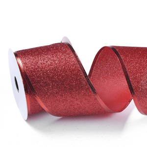 Nastri Natalizi in Tessuto Glitterato Rosso, Verde e Oro - Product Image 2