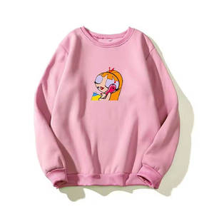 Sudaderas Personalizadas Bordadas para Mujer, Estampado Puff, Cuello Redondo Liso, Sudadera de Algodón con Relieve, Sudadera Holgada con Cuello Redondo para Mujer - Product Image 2