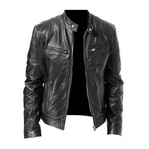 Venta al por mayor chaquetas de cuero con logotipo personalizado para hombres y mujeres prendas de vestir exteriores de moda precio razonable chaqueta de moto de cuero genuino para hombres - Product Image 5