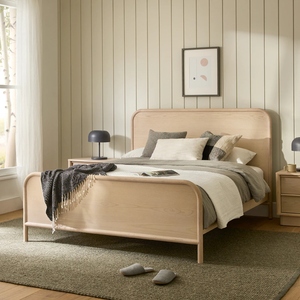 Cadre de lit en bois minimaliste moderne Mobilier en bois de suar durable en teck acajou pour chambre à coucher pour hôtels villas Couleur naturelle-210103 - Product Image 3