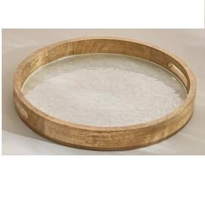 Plateau en bois design à deux tons, décoration de table pour mariage, plateau de service pour traiteur, utilisation dans les restaurants - Product Image 3