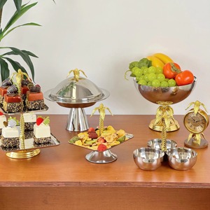 Top Tendance Nouveau Dôme Gâteau Plaque En Acier Inoxydable Dessert Présentoir pour Hôtel Ou Partie Plateau De Service - Product Image 5