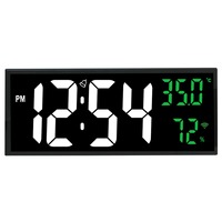Grote LED digitale wandklok met temperatuur, luchtvochtigheid, WiFi, web-instelling, alarm, bureau- en wandmontage