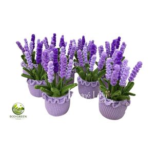 Planta de Lavanda Tejida a Crochet, Decoración Redonda de Fieltro No Tejido, Maceta para Interiores y Exteriores, Adorno para Sala de Estar - Product Image 1