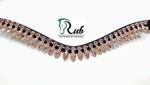 Cintas para la Cabeza de Cuero de Alta Calidad, Diseño Personalizable, Acolchadas, Forma de V, Cristales Grandes en Forma de Navette, Brillantes, Ajuste Cómodo para Caballos - Product Image 2