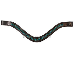 Montura de caballo de cuero con canal vacío, banda para cejas de caballo con incrustaciones de una sola fila, cristales redondos de color verde oscuro, ostentoso, venta al por mayor - Product Image 4