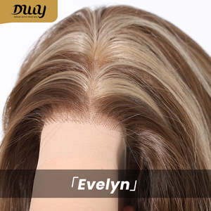 Perruque synthétique longue ondulée sans colle Evelyn-DWY 136 avec raie libre et dentelle transparente - Product Image 6