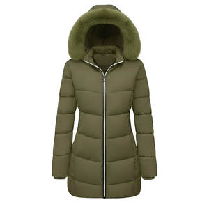 Nouveau blazer d'hiver pour femmes, blazer écologique, col en fourrure, veste à capuche en polyester pour femmes, blazer chaud, vêtements d'extérieur pour filles, fermeture éclair - Product Image 2