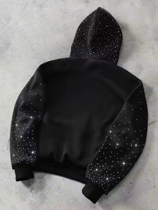 Nueva llegada de secado rápido cómodo de tela de diamantes de imitación sudaderas con capucha de los hombres salida de fábrica High Street hombres Sudadera con capucha de diamantes de imitación - Product Image 3