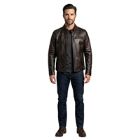 Veste en cuir Roadster personnalisée pour homme, noir café, style vintage, veste de motard