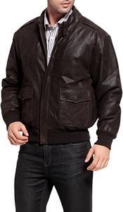 Winter Plus Size High Quality Formal Fashion Front Zipper Genuine Leather Canvas Waterproof Windproof Stand <b>Jacket</b> for <b>Men</b> - Product Image 3