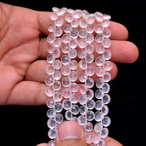 AAA+ <b>Rose</b> <b>Quartz</b> 7mm-8mm <b>Heart</b> Faceted Briolette Beads Natural Pink <b>Quartz</b> Semi Precious Gemstone Loose Beads for Jewelry Making - Product Image 5