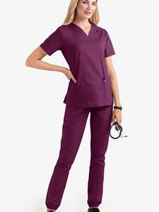 Uniformes hospitalarios transpirables de manga corta, tela suave de Color puro de talla grande personalizable para enfermeras, médicos, OEM disponible - Product Image 4