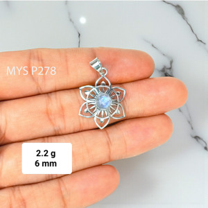 Colgante de Plata de Ley 925 con Diseño de Sol y Piedra Lunar Natural, Colgantes Finos, Joyería al por Mayor - Product Image 1