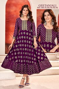 Designer Heavy Faux Georgette <strong>Anarkali</strong> Gown Foil Gold Print Best Price Wedding Party Wear for Indian <strong>Pakistani</strong> Cotton Lining - Product Image 5