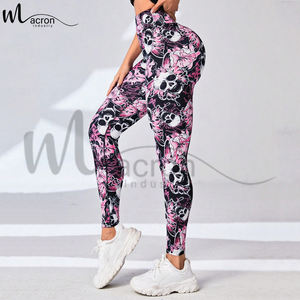 Leggings Deportivos de Cintura Ancha con Estampado Floral y de Calavera, Transpirables, de Primera Calidad, Hechos en Pakistán, del Mejor Proveedor - Product Image 5