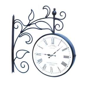 นาฬิกาแขวนผนังสถานีสมอเรือสไตล์วินเทจเรีไซน์ใหม่พร้อมสีดำและลายดอกไม้สมอเรือสำหรับตกแต่ง - Product Image 3