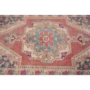 Tapis turc vintage rouge bleu patchwork design grande surface 9x12 Rectangle laine matériel support en latex pour entrée couloir salon - Product Image 5