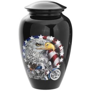 โกศทองเหลืองสำหรับงานศพผู้ใหญ่ธงอเมริกันโกศโลหะสำหรับงานศพของมนุษย์ - Product Image 1