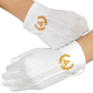 Gants maçonniques de logo personnalisé en coton blanc 100% de qualité supérieure pour unisexe - Product Image 3