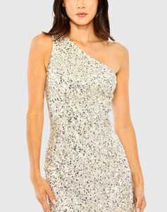 Lentejuelas adornadas fuera del hombro Midi Bodycon vestido de noche Vestidos de Cóctel para fiestas de graduación y reunión - Product Image 2