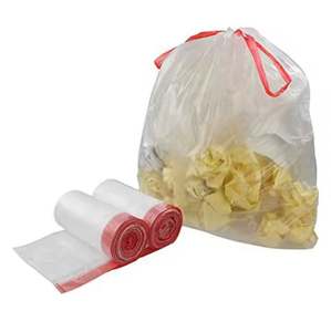 Sac à ordures biodégradable en plastique PE de couleur claire avec poignée à cravate Logo imprimé personnalisé Sac poubelle à cordon de 13 gallons sur rouleaux - Product Image 6