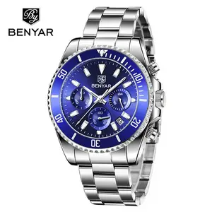 Benyar 5170Men's Wathes Top Marca De Luxo Relógio De Quartzo Para Homens Cronógrafo Esportes À Prova D 'Água Militar Negócios Relogio masculino