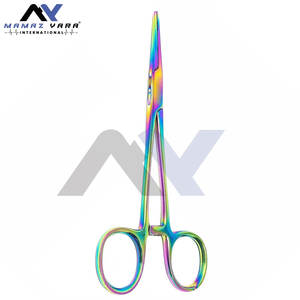 Pinzas Hemostáticas Kelly Rectas de 5.5 Pulgadas, Acero Inoxidable, Recubrimiento de Titanio Multicolor Arcoíris - Instrumento de Precisión de Grado Quirúrgico - Product Image 2