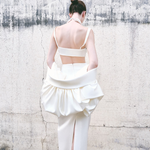 Elégante CAPE LINRI SOIE SATIN LONGUE Mison Satin Mode Vêtements pour Femmes Blancs Du Vietnam Avec Étiquette Personnalisée Support - Product Image 2