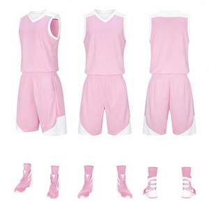 Uniforme de basket-ball de haute qualité, couleurs personnalisées, logo, maillots et shorts sans manches antibactériens pour adultes - Product Image 6