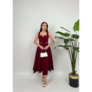 Vestido Midi Lila Elegante para Mujer missJANELL, Diseño con Cinturón y Botones al Frente, Confeccionado con Tela Premium de Poliéster y Elastano - Product Image 3