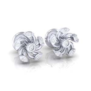 Boucles d'oreilles clous florales plaquées or 18 carats certifiées GIA avec 12 diamants véritables (0,07 ct au total) et zircon pour fiançailles - Product Image 3
