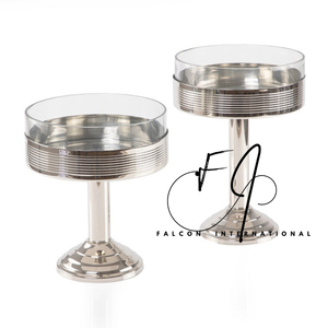 Juego de 2 soportes para pasteles de diferentes tamaños de acero inoxidable y servidor de postres de vidrio moderno de fabricación - Product Image 2