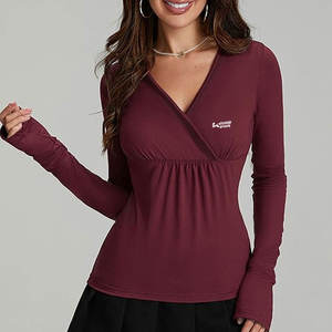 Camisetas de estilo de manga regular para mujer hechas en algodón 100%/camisetas de manga larga para mujer disponibles en todos los tamaños - Product Image 6